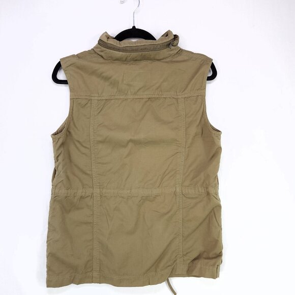 J Crew Vest Womens Medium Green Military Utility Sleeveless Chino Classic Twill - Picture 2 of 9